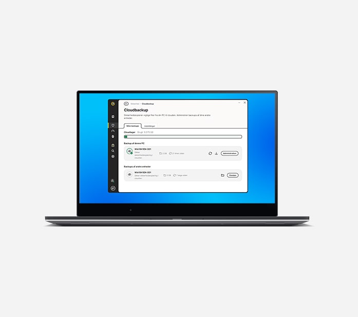 Billede af bærbar computer og cloudbackup