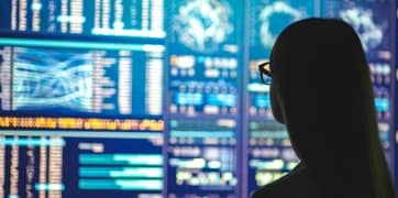 En person, der kigger på data på en skærm